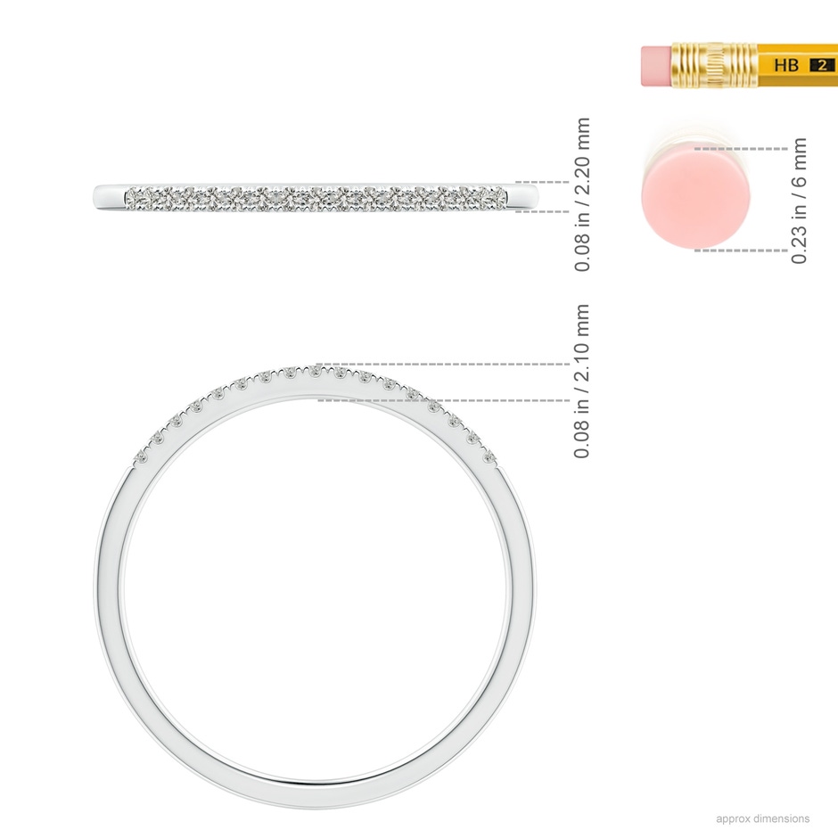 1.1mm KI3 Fishtail Set Diamond Semi Eternity Wedding Band for Her in 9K White Gold ruler