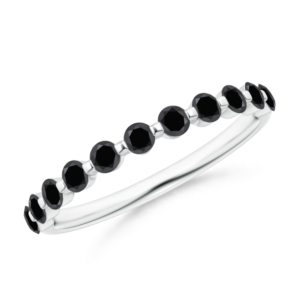2.2mm AA Floating Black Diamond Semi Eternity Wedding Band for Her in P950 Platinum
