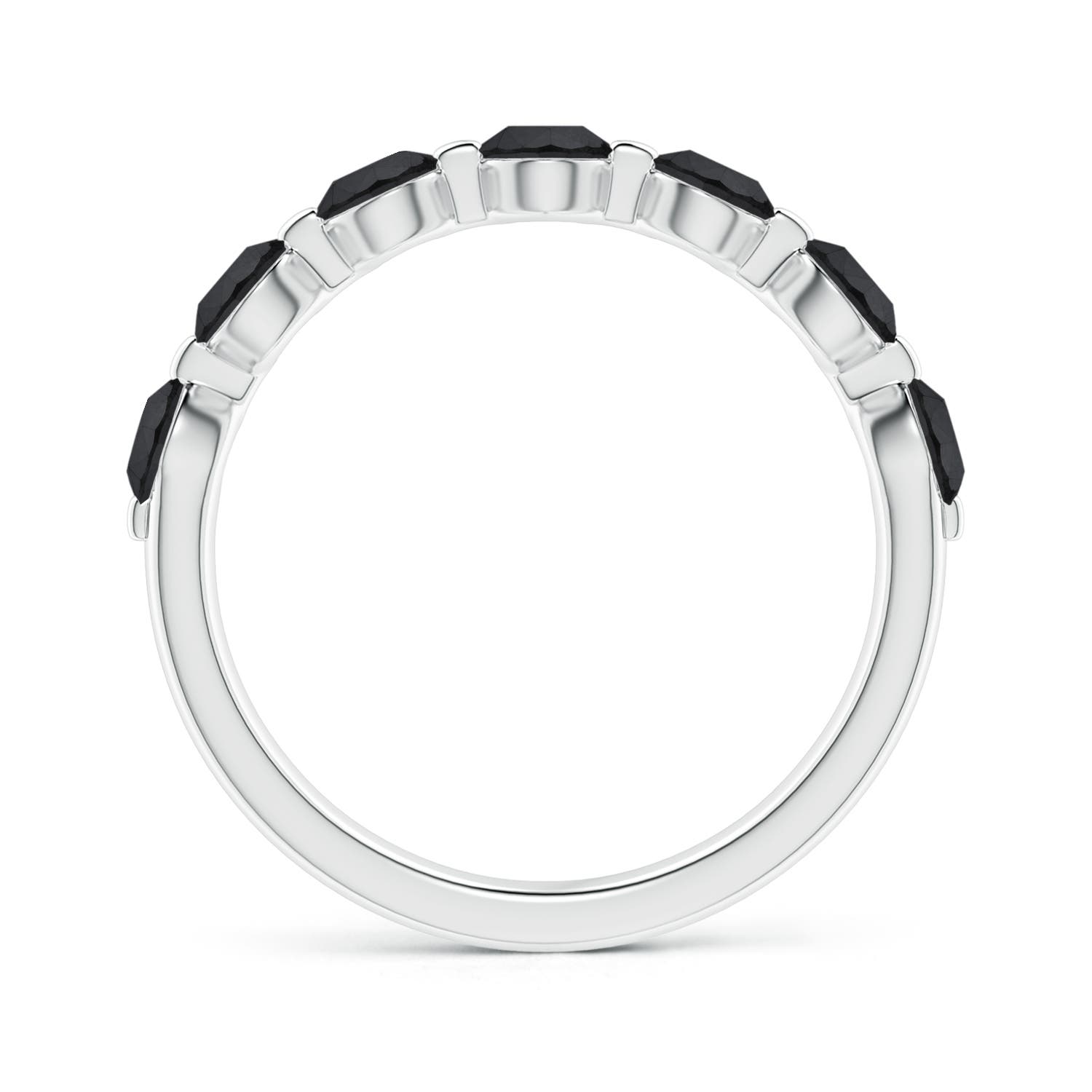 3.6mm AA Floating Black Diamond Semi Eternity Wedding Band for Her in White Gold