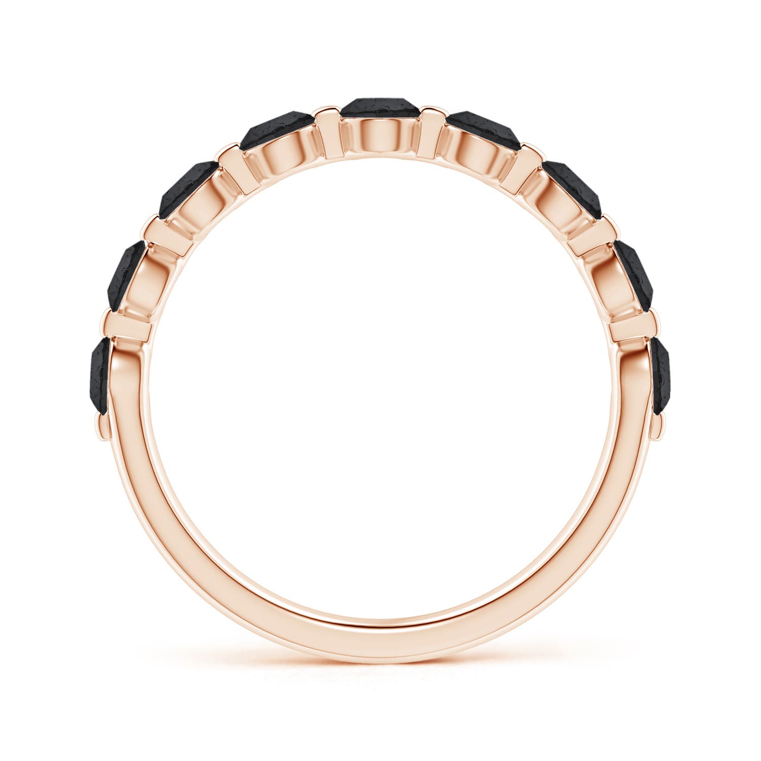 3mm A Floating Black Diamond Semi Eternity Wedding Band for Her in Rose Gold