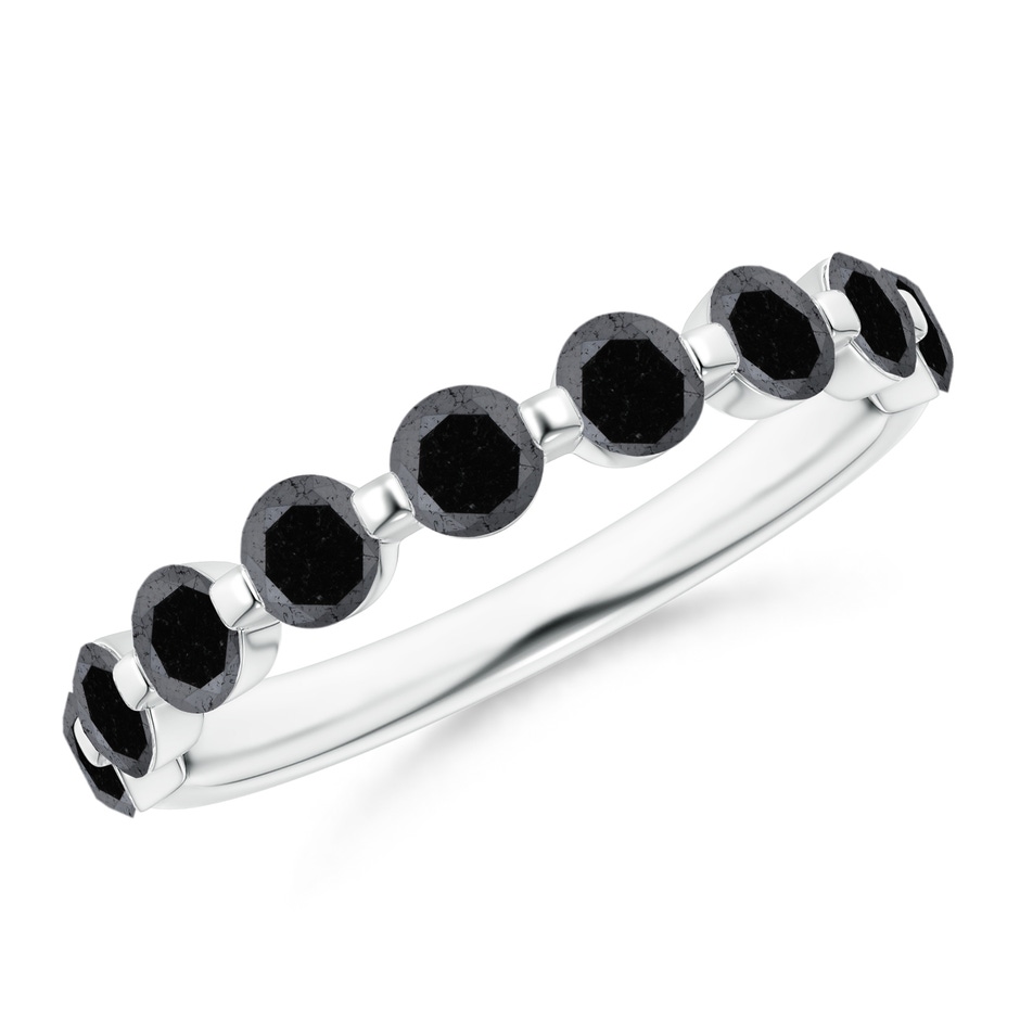 3mm A Floating Black Diamond Semi Eternity Wedding Band for Her in White Gold 
