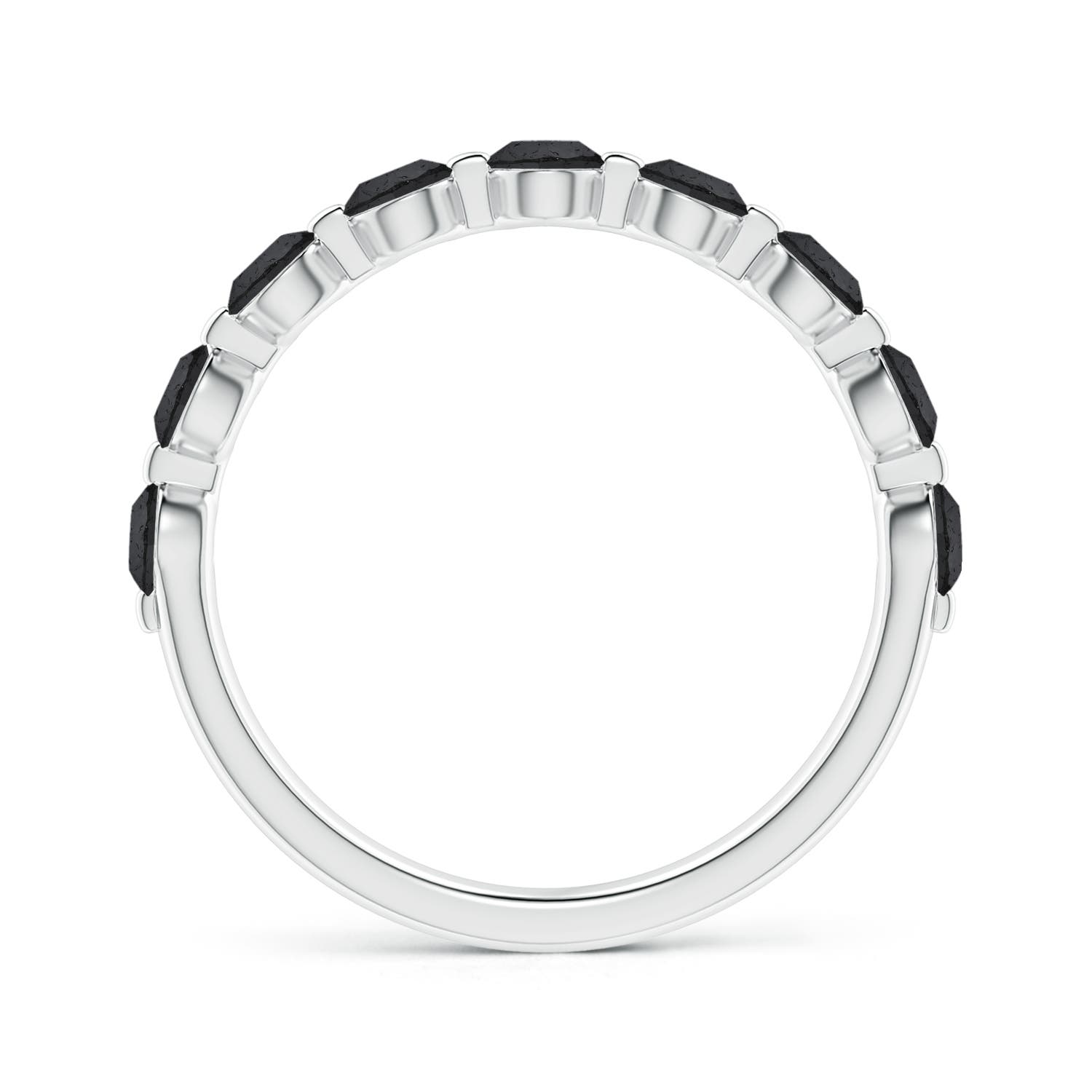 3mm A Floating Black Diamond Semi Eternity Wedding Band for Her in White Gold