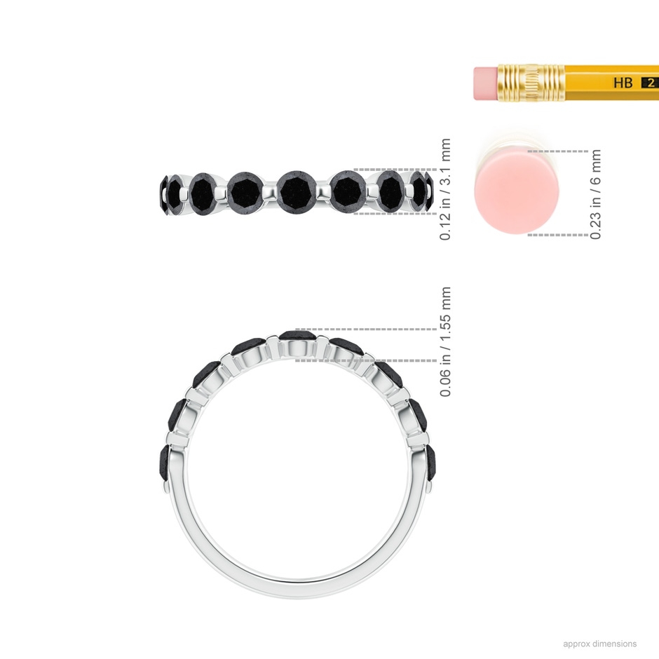 3mm A Floating Black Diamond Semi Eternity Wedding Band for Her in White Gold ruler