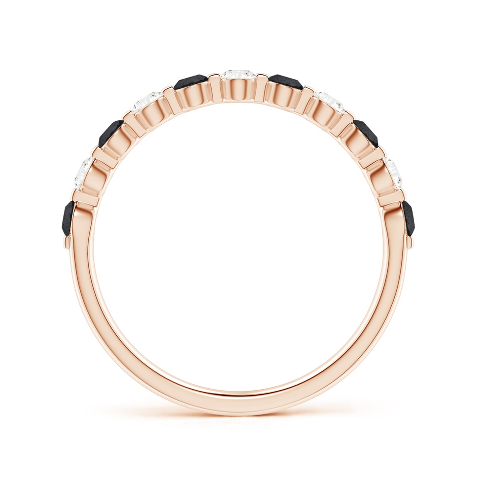 2.2mm A Floating Black and White Diamond Semi Eternity Wedding Band in Rose Gold side-1