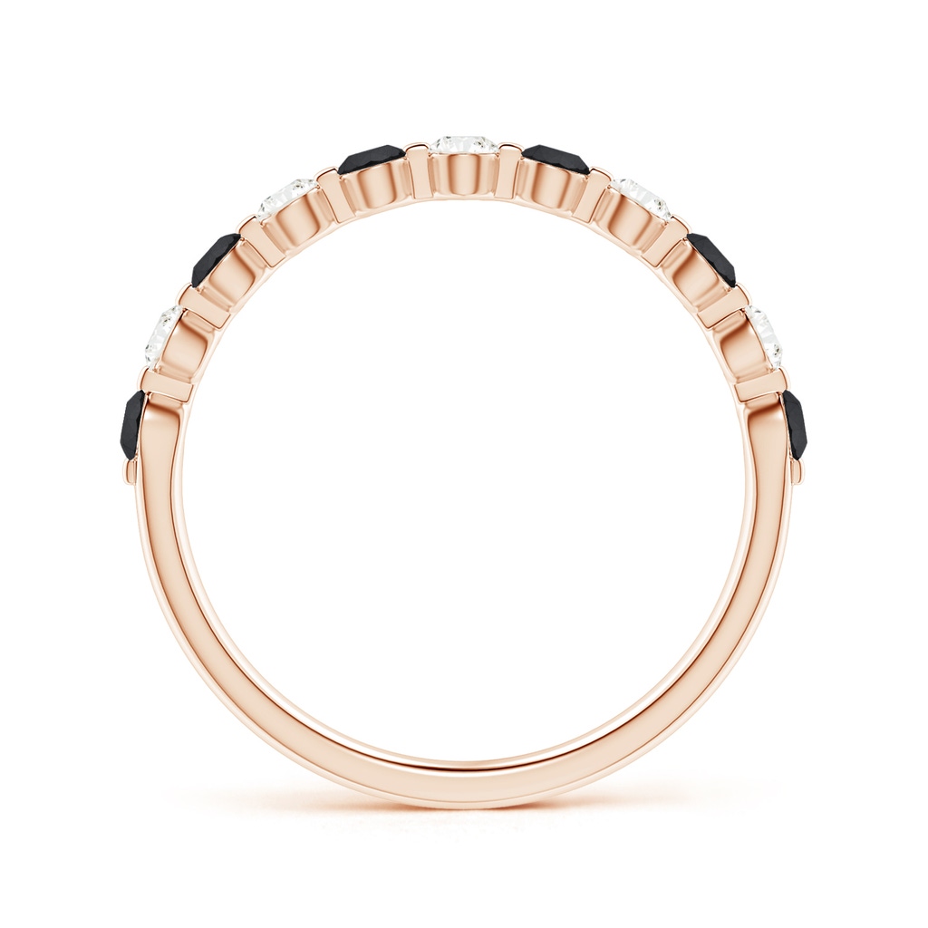 2.2mm AA Floating Black and White Diamond Semi Eternity Wedding Band in Rose Gold - side_1
