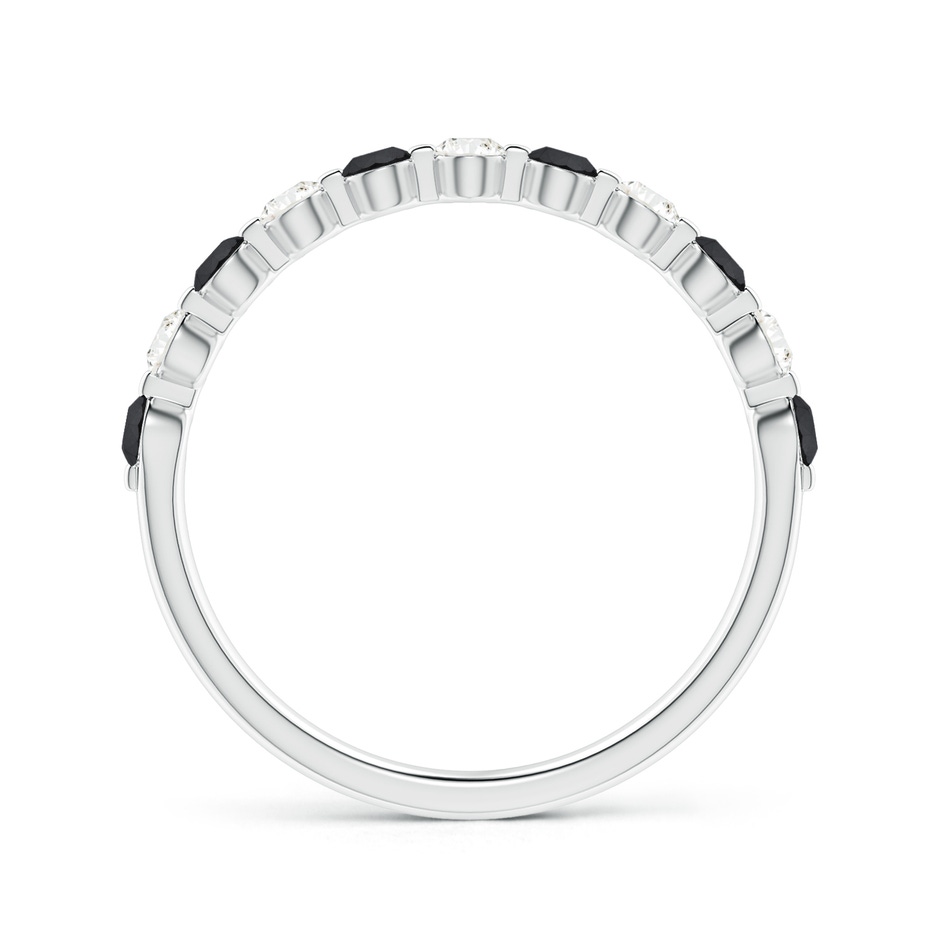 2.2mm AA Floating Black and White Diamond Semi Eternity Wedding Band in White Gold side-1