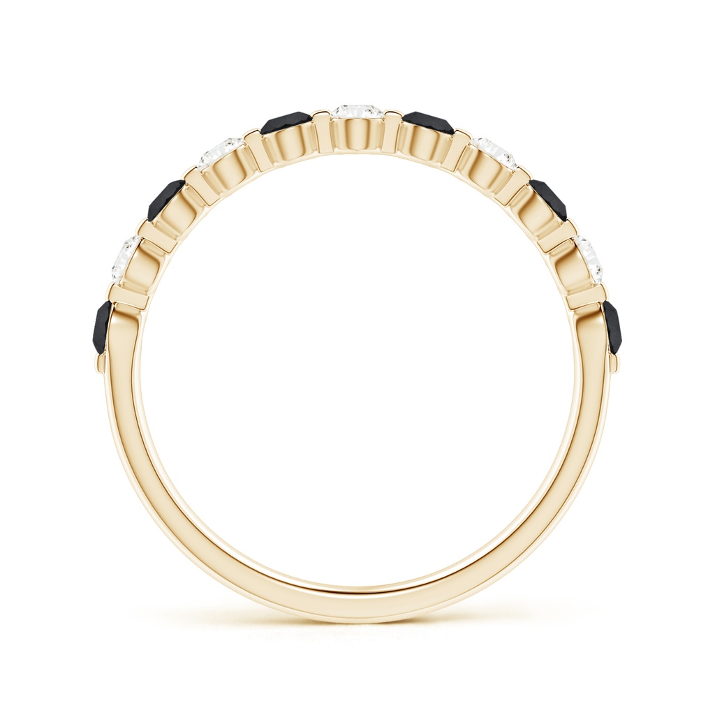 2.2mm AA Floating Black and White Diamond Semi Eternity Wedding Band in Yellow Gold - side_1