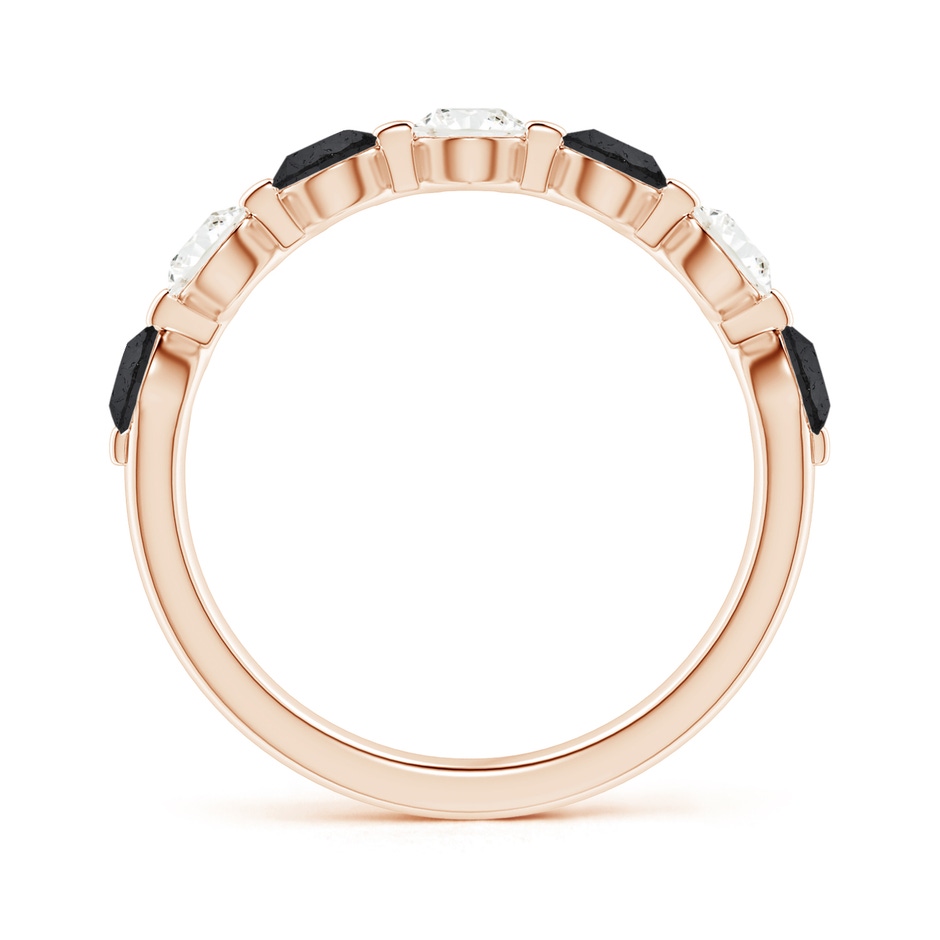 3.6mm A Floating Black and White Diamond Semi Eternity Wedding Band in Rose Gold side-1