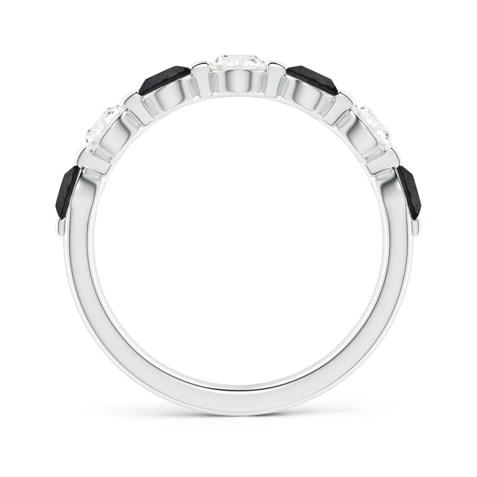 3.6mm A Floating Black and White Diamond Semi Eternity Wedding Band in White Gold side-1