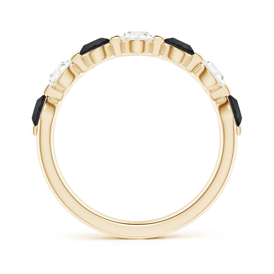 3.6mm A Floating Black and White Diamond Semi Eternity Wedding Band in Yellow Gold side-1