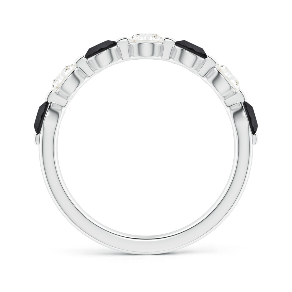 3.6mm AA Floating Black and White Diamond Semi Eternity Wedding Band in P950 Platinum side-1