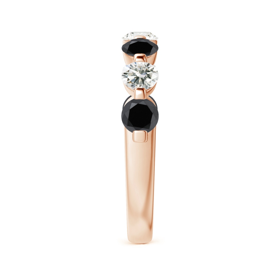 3.6mm AA Floating Black and White Diamond Semi Eternity Wedding Band in Rose Gold side-2