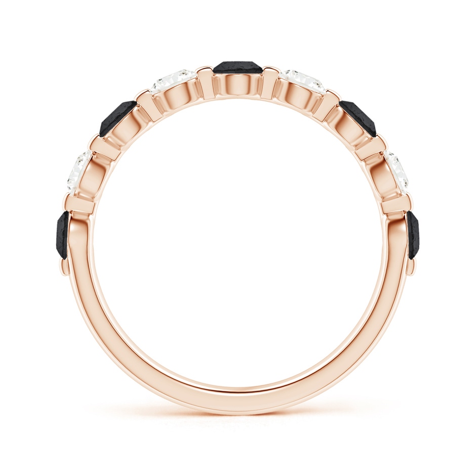 3mm A Floating Black and White Diamond Semi Eternity Wedding Band in Rose Gold side-1