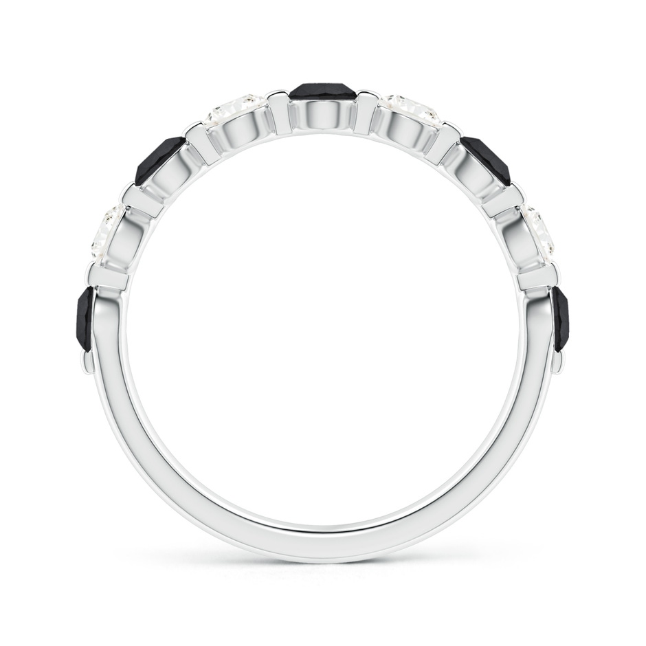 3mm AA Floating Black and White Diamond Semi Eternity Wedding Band in P950 Platinum side-1