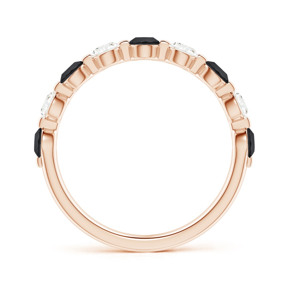 3mm AA Floating Black and White Diamond Semi Eternity Wedding Band in Rose Gold side-1