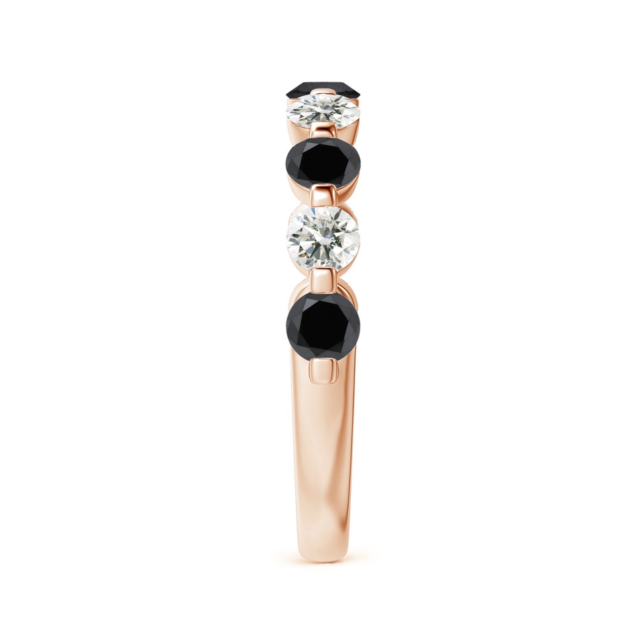 3mm AA Floating Black and White Diamond Semi Eternity Wedding Band in Rose Gold side-2