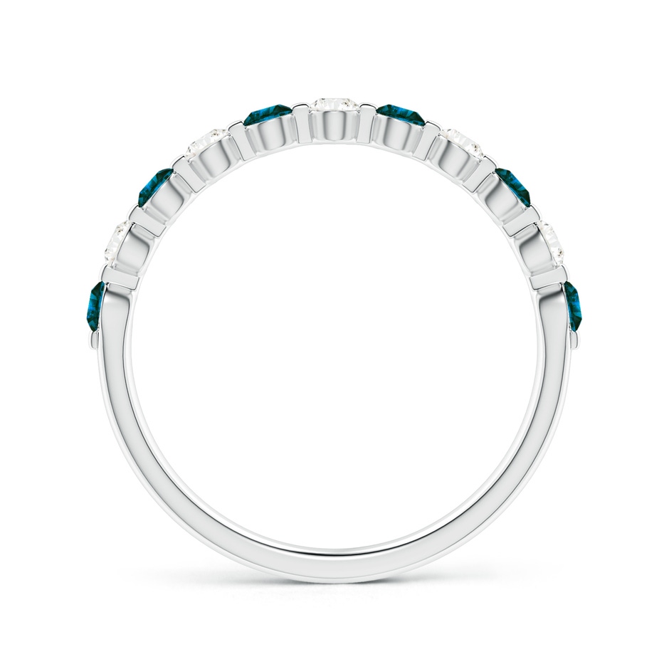 2.2mm AA Floating Blue and White Diamond Semi Eternity Wedding Band in P950 Platinum side 1