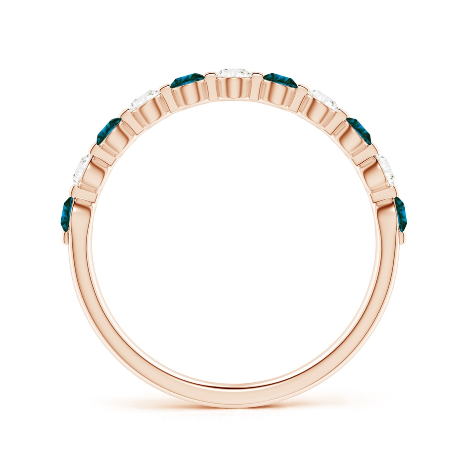 2.2mm AA Floating Blue and White Diamond Semi Eternity Wedding Band in Rose Gold side 1