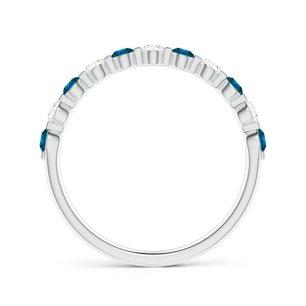 2.2mm AAA Floating Blue and White Diamond Semi Eternity Wedding Band in White Gold - side 1