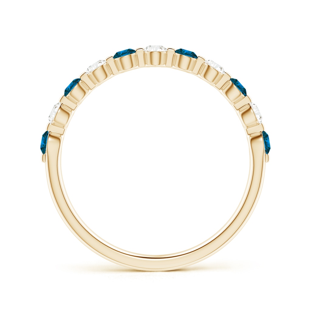 2.2mm AAA Floating Blue and White Diamond Semi Eternity Wedding Band in Yellow Gold - side 1