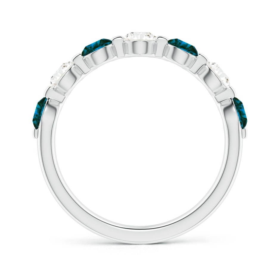 3.6mm AA Floating Blue and White Diamond Semi Eternity Wedding Band in White Gold side 1