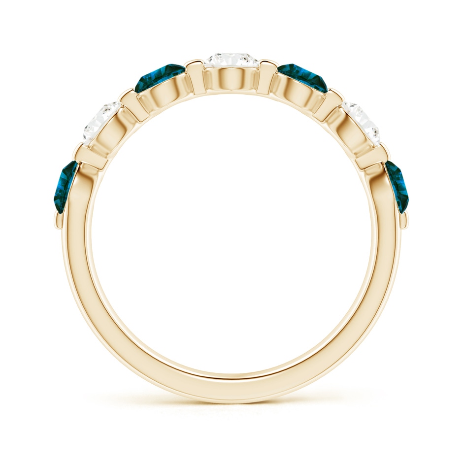 3.6mm AA Floating Blue and White Diamond Semi Eternity Wedding Band in Yellow Gold side 1