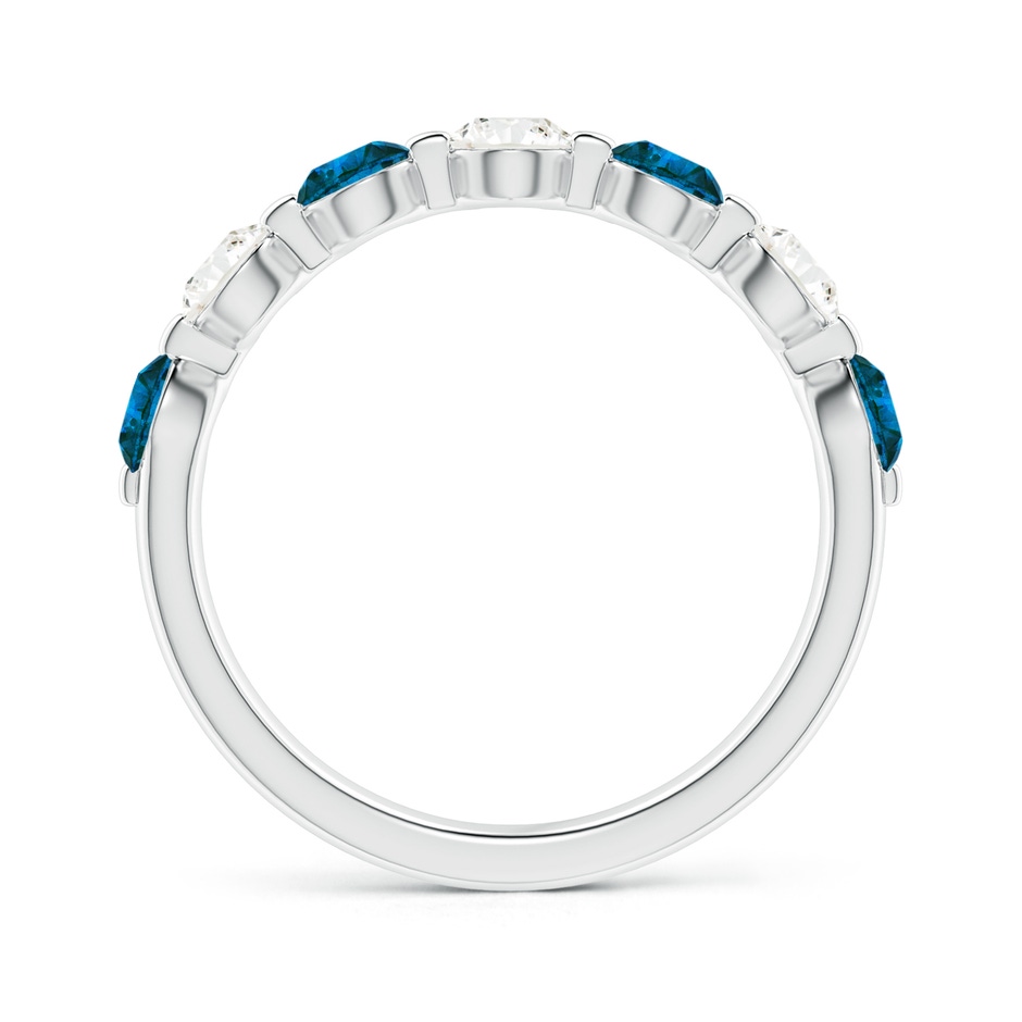 3.6mm AAA Floating Blue and White Diamond Semi Eternity Wedding Band in P950 Platinum side 1