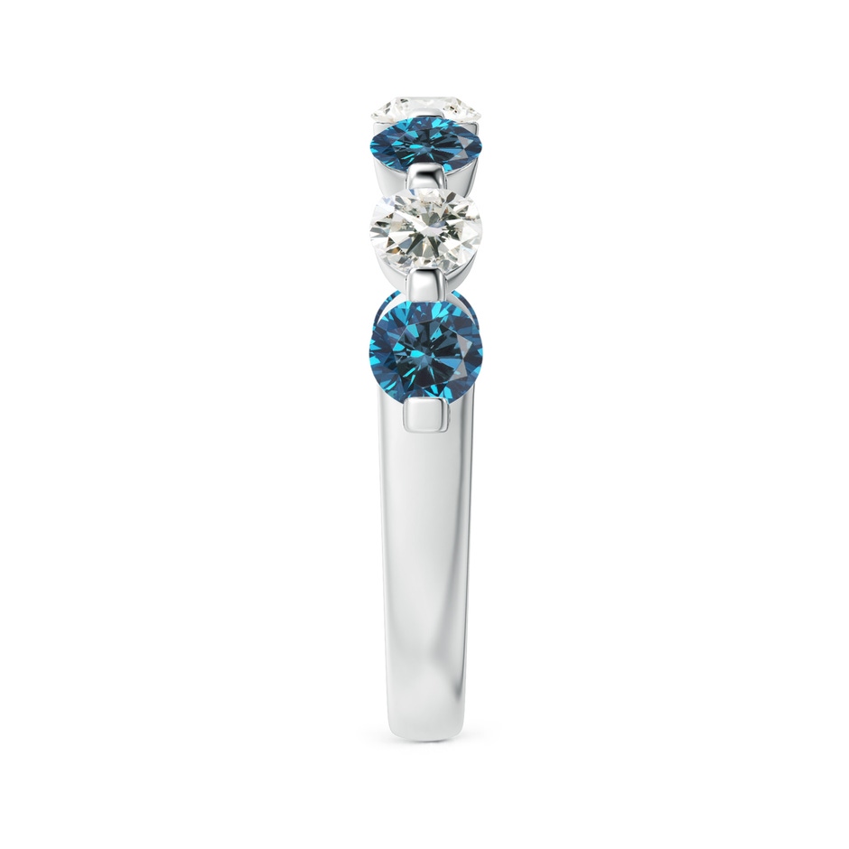 3.6mm AAA Floating Blue and White Diamond Semi Eternity Wedding Band in P950 Platinum side-2