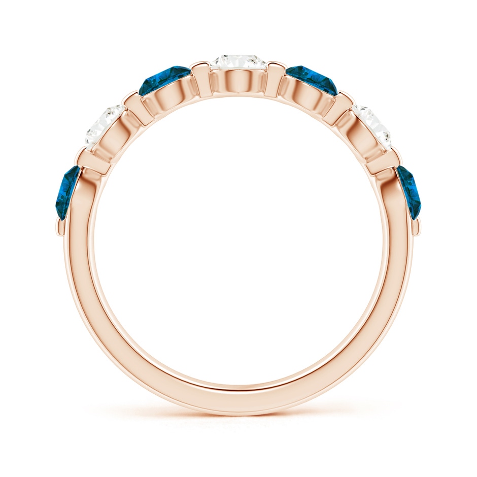 3.6mm AAA Floating Blue and White Diamond Semi Eternity Wedding Band in Rose Gold side 1