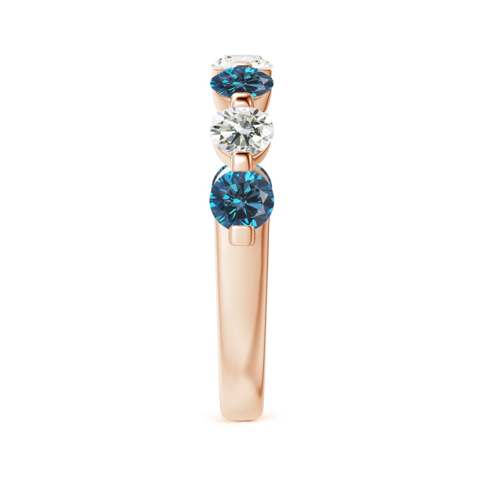3.6mm AAA Floating Blue and White Diamond Semi Eternity Wedding Band in Rose Gold side-2