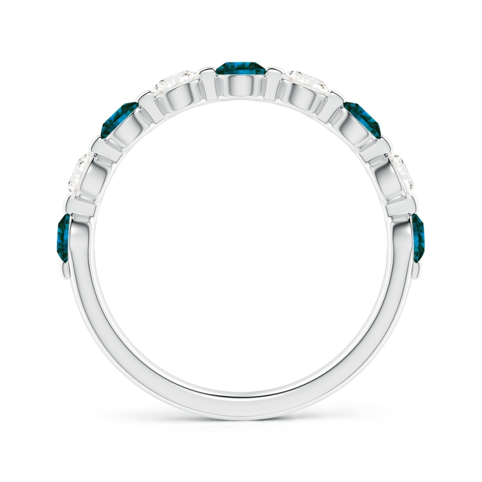 3mm AA Floating Blue and White Diamond Semi Eternity Wedding Band in White Gold side 1