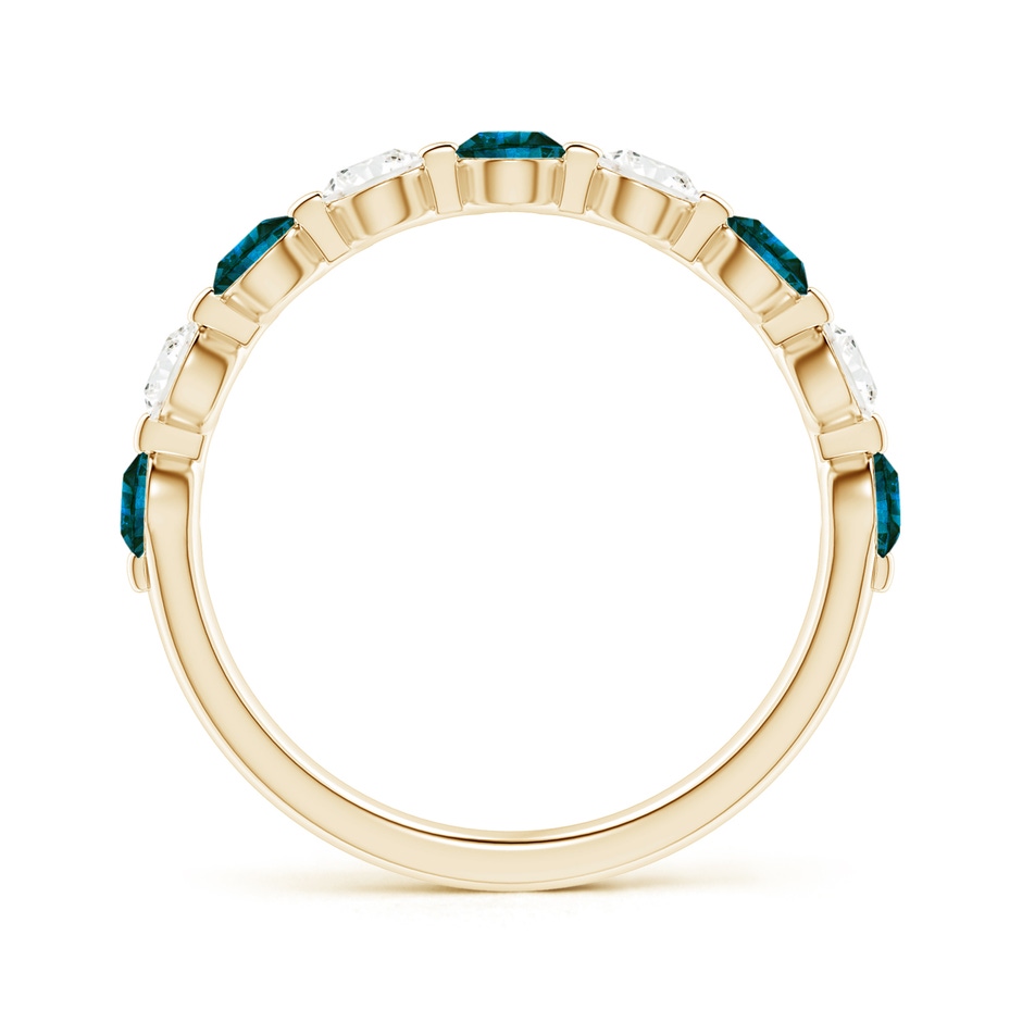 3mm AA Floating Blue and White Diamond Semi Eternity Wedding Band in Yellow Gold side 1