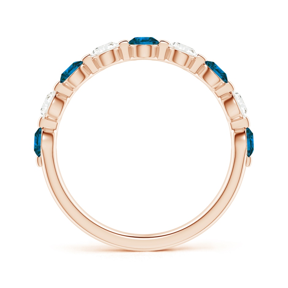 3mm AAA Floating Blue and White Diamond Semi Eternity Wedding Band in Rose Gold side 1