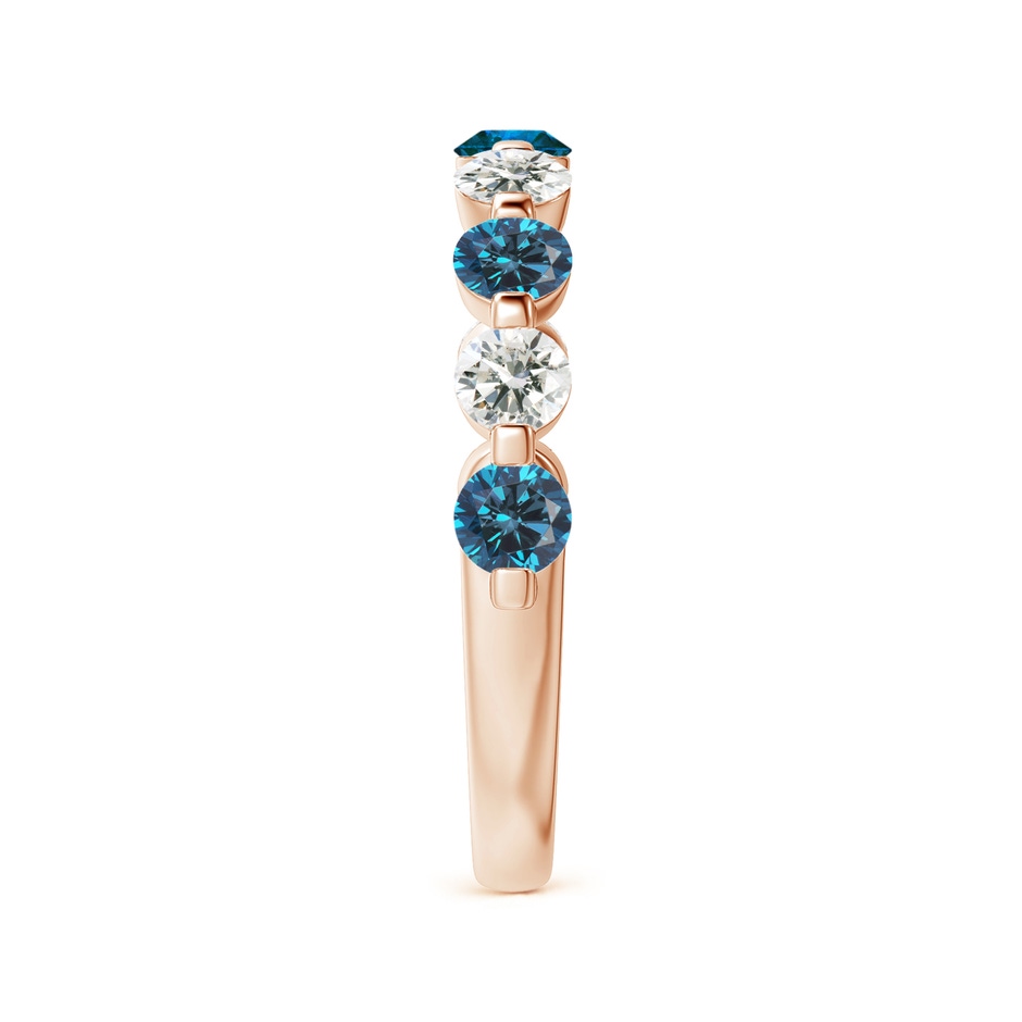 3mm AAA Floating Blue and White Diamond Semi Eternity Wedding Band in Rose Gold side-2