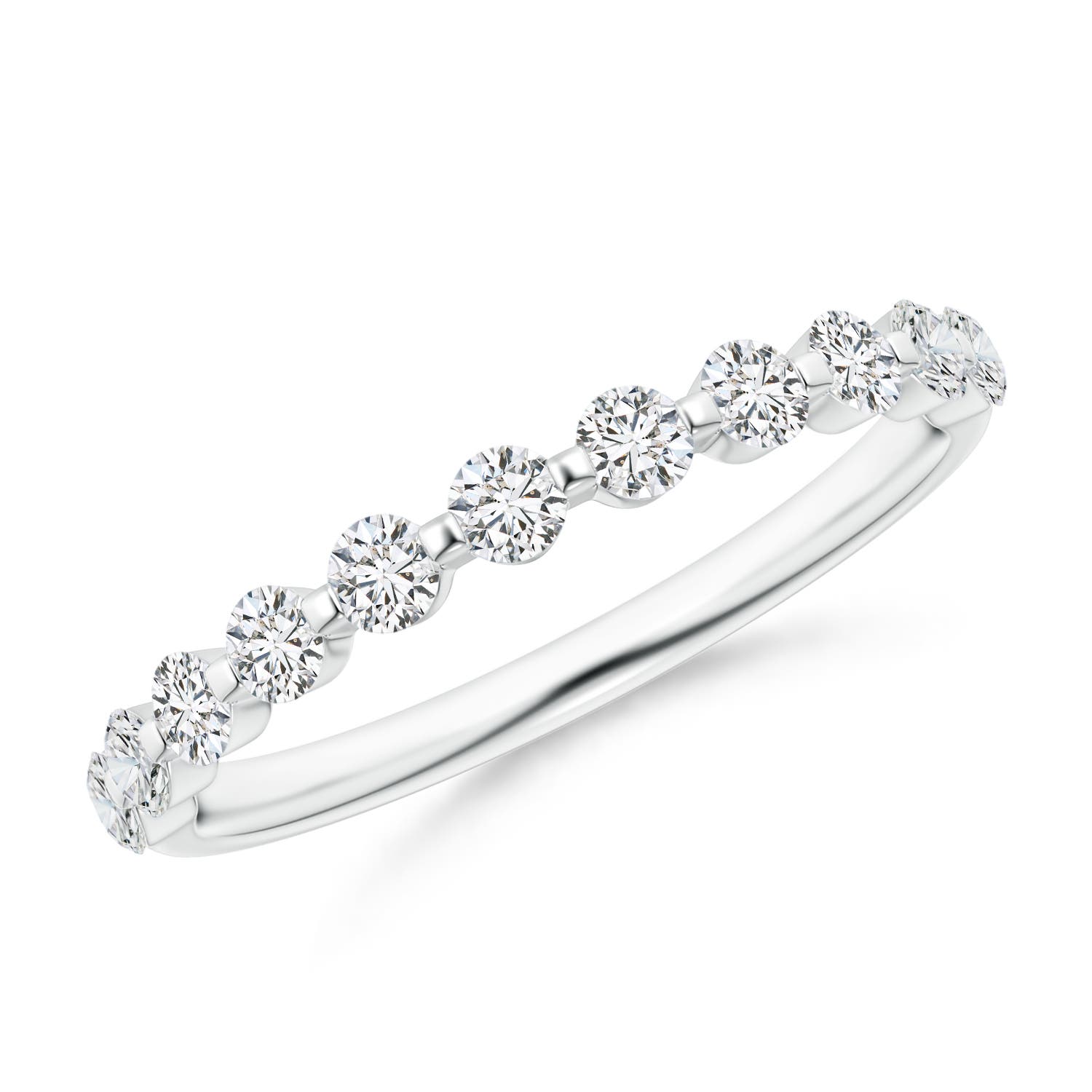 Floating Round Diamond Semi Eternity Wedding Ring for Her | Angara