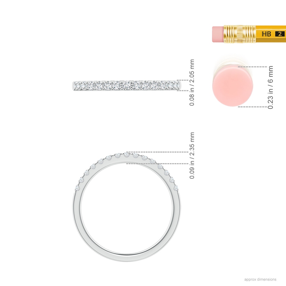 1.55mm GVS2 Half Eternity Round Diamond Wedding Band for Her in White Gold ruler
