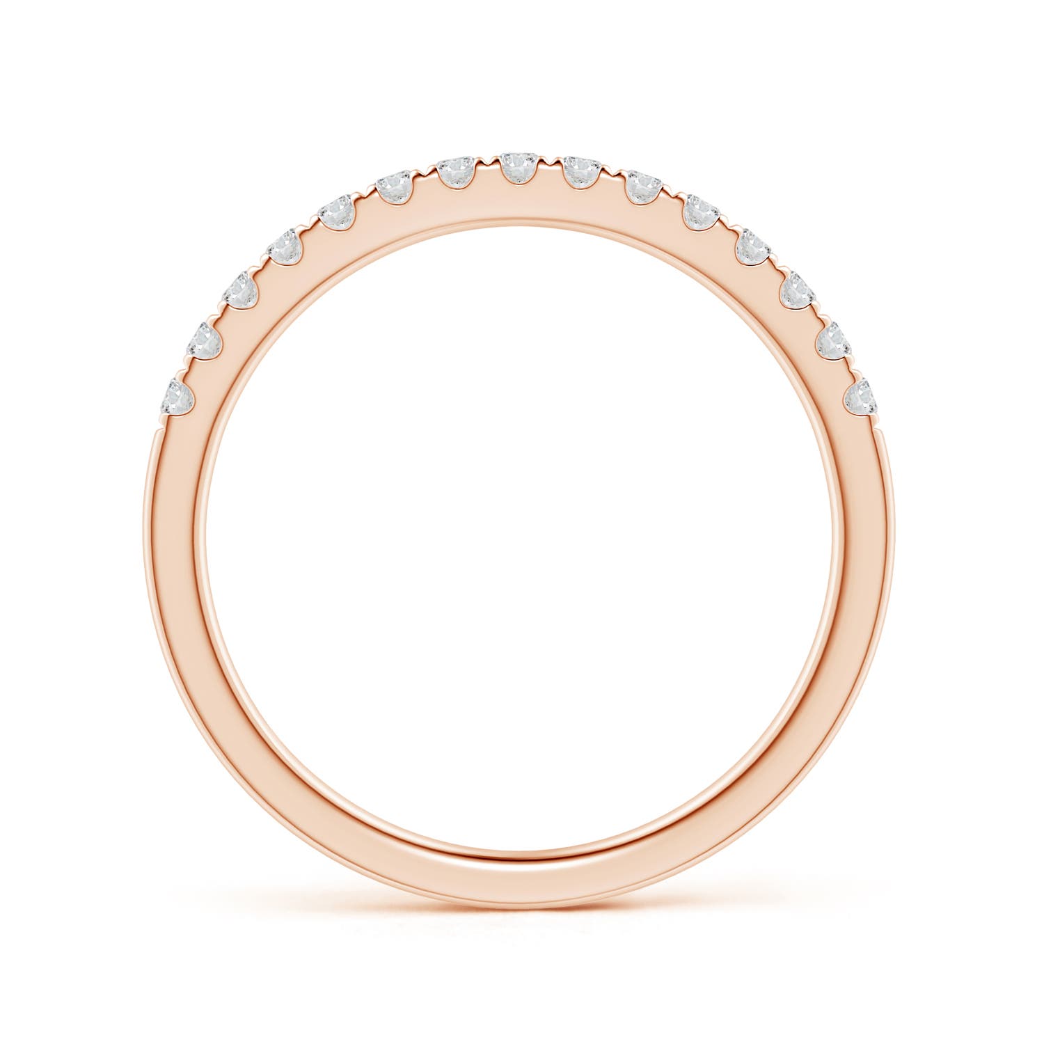 1.55mm HSI2 Half Eternity Round Diamond Wedding Band for Her in Rose Gold - side 1
