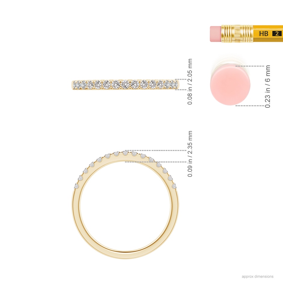 1.55mm IJI1I2 Half Eternity Round Diamond Wedding Band for Her in Yellow Gold ruler