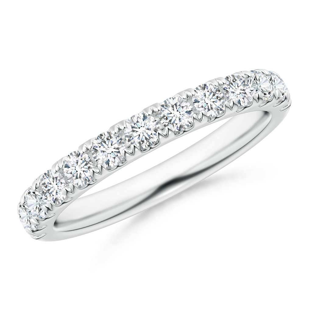 2.4mm GVS2 Half Eternity Round Diamond Wedding Band for Her in White Gold