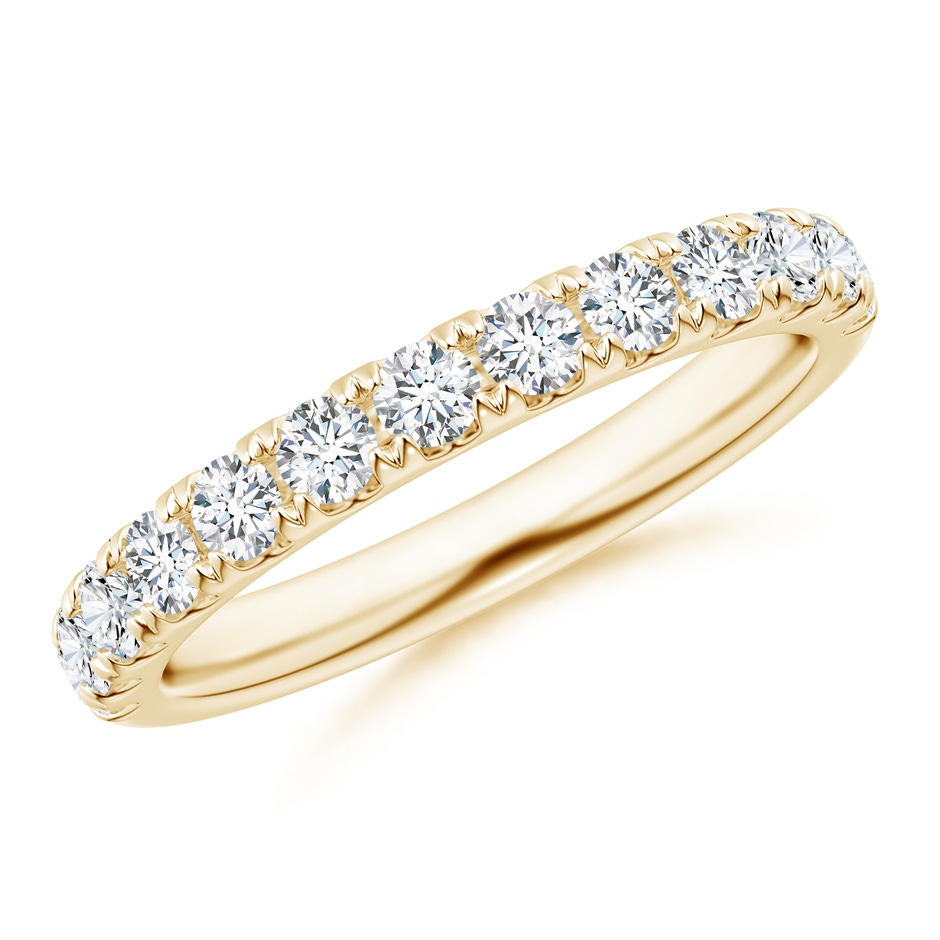 2.4mm GVS2 Half Eternity Round Diamond Wedding Band for Her in Yellow Gold 