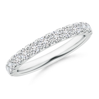 2.4mm HSI2 Half Eternity Round Diamond Wedding Band for Her in White Gold