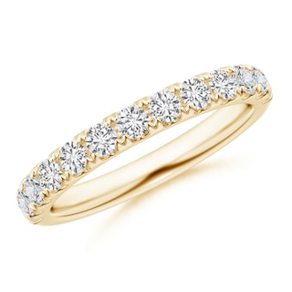 2.4mm HSI2 Half Eternity Round Diamond Wedding Band for Her in Yellow Gold