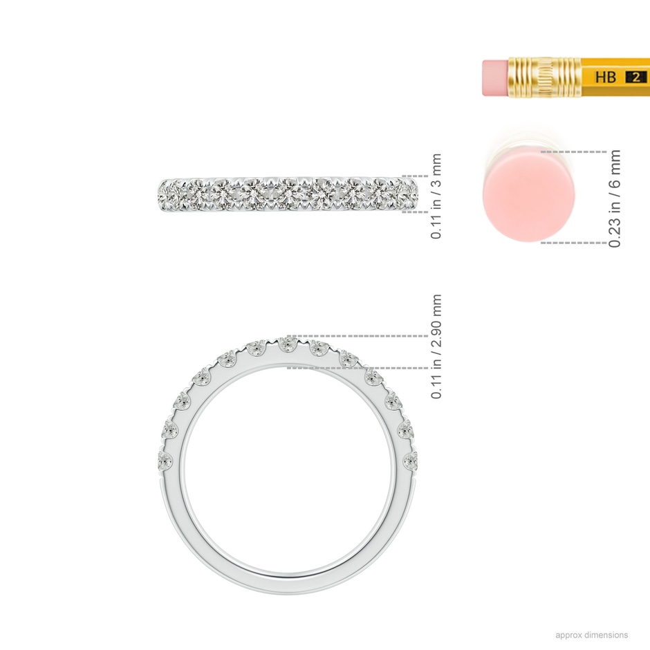 2.4mm KI3 Half Eternity Round Diamond Wedding Band for Her in P950 Platinum ruler