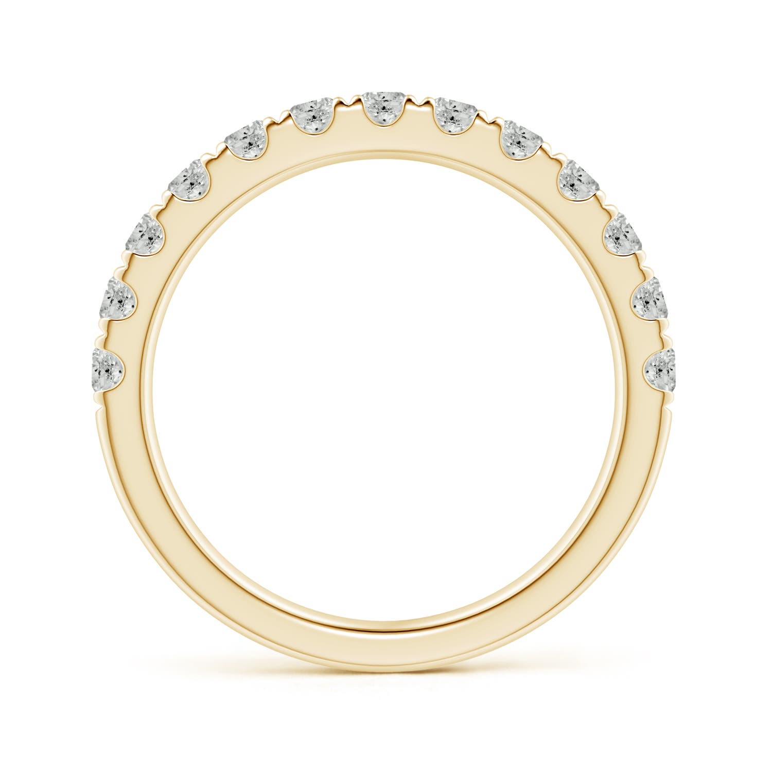 2.4mm KI3 Half Eternity Round Diamond Wedding Band for Her in Yellow Gold