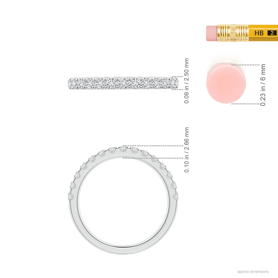 2mm HSI2 Half Eternity Round Diamond Wedding Band for Her in P950 Platinum ruler