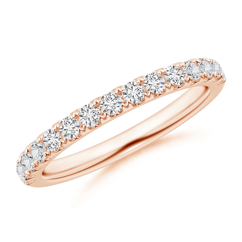 2mm HSI2 Half Eternity Round Diamond Wedding Band for Her in Rose Gold