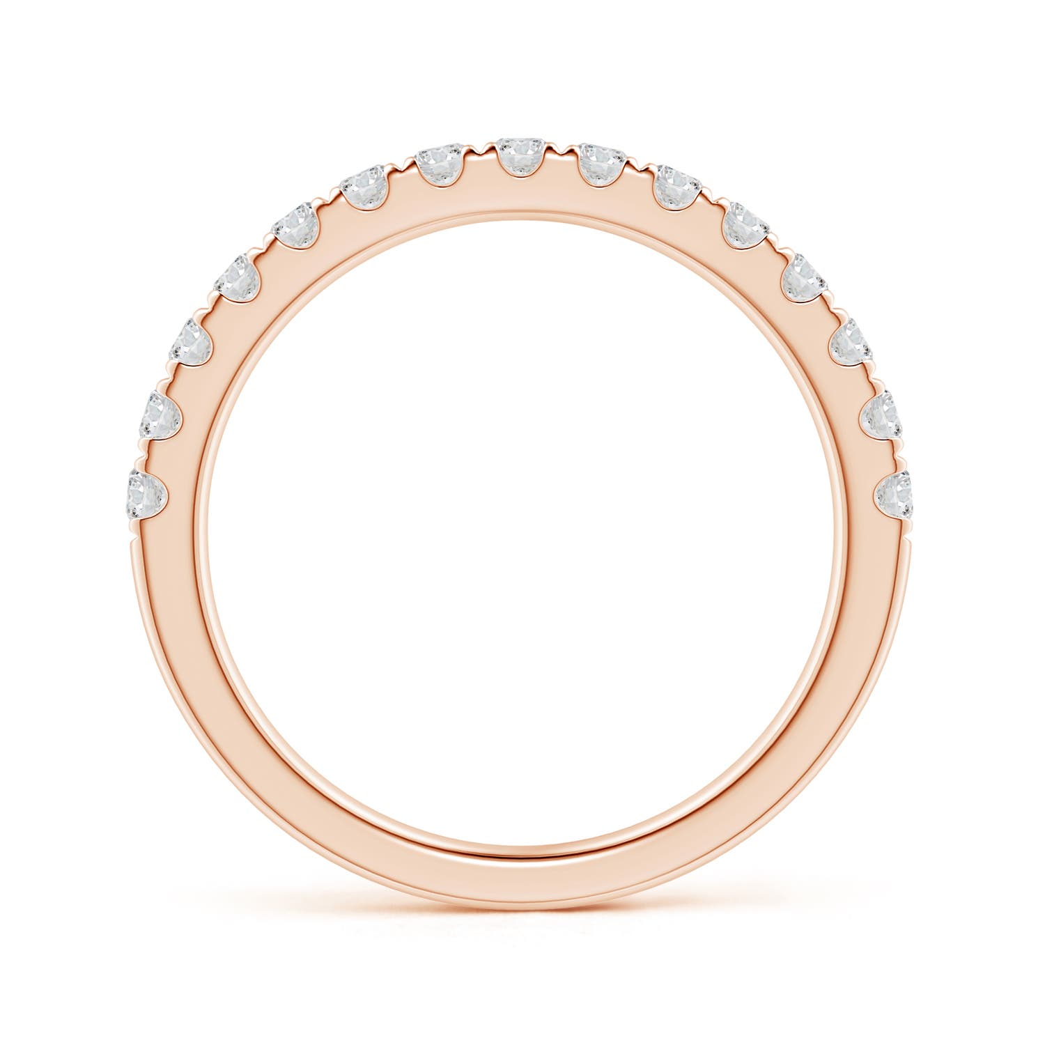 2mm HSI2 Half Eternity Round Diamond Wedding Band for Her in Rose Gold - side 1