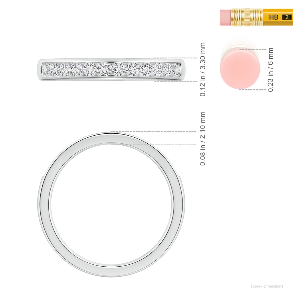 1.85mm HSI2 Channel-Set Half Eternity Diamond Wedding Ring for Women in 10K White Gold ruler