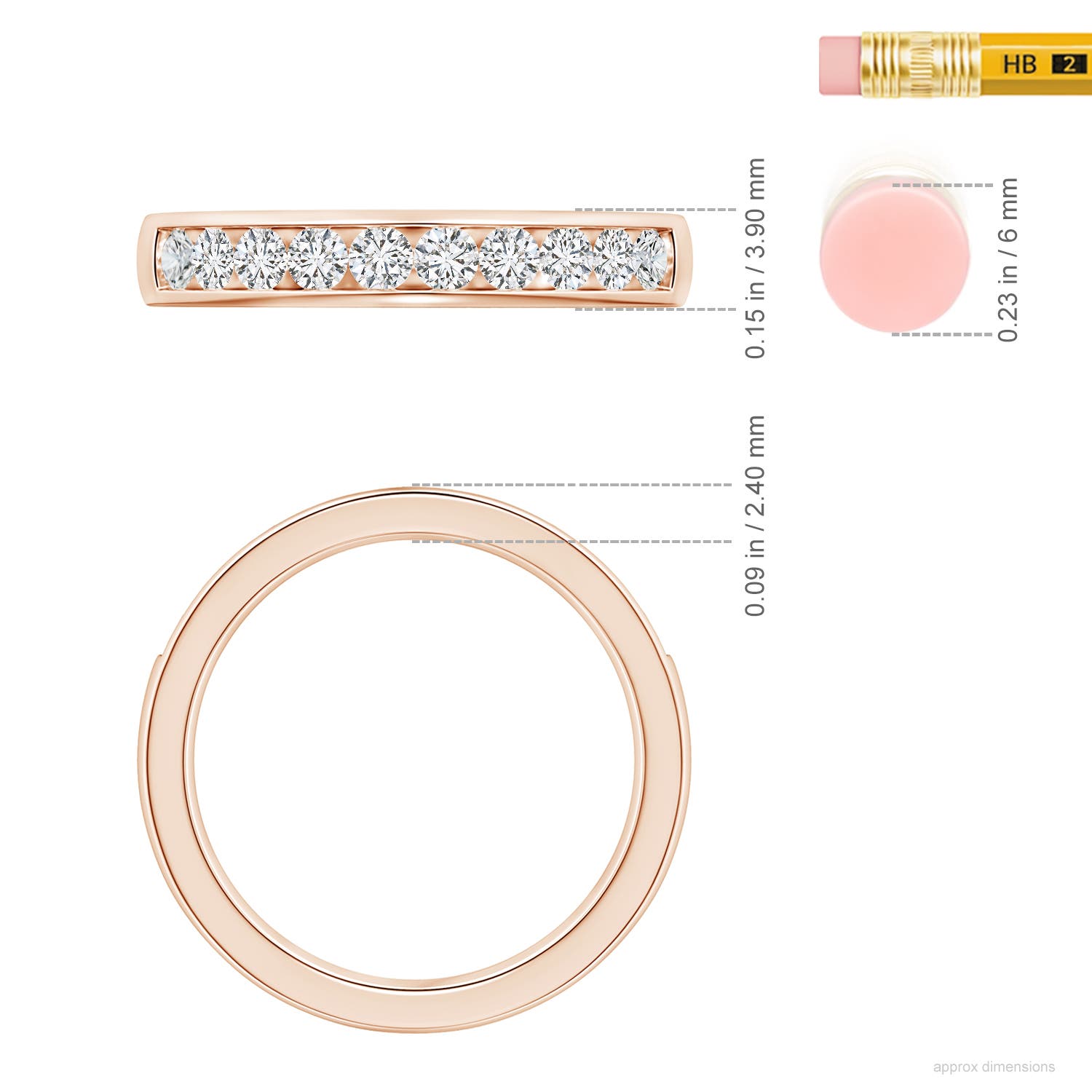 H, SI2 / 0.52 CT / 14 KT Rose Gold