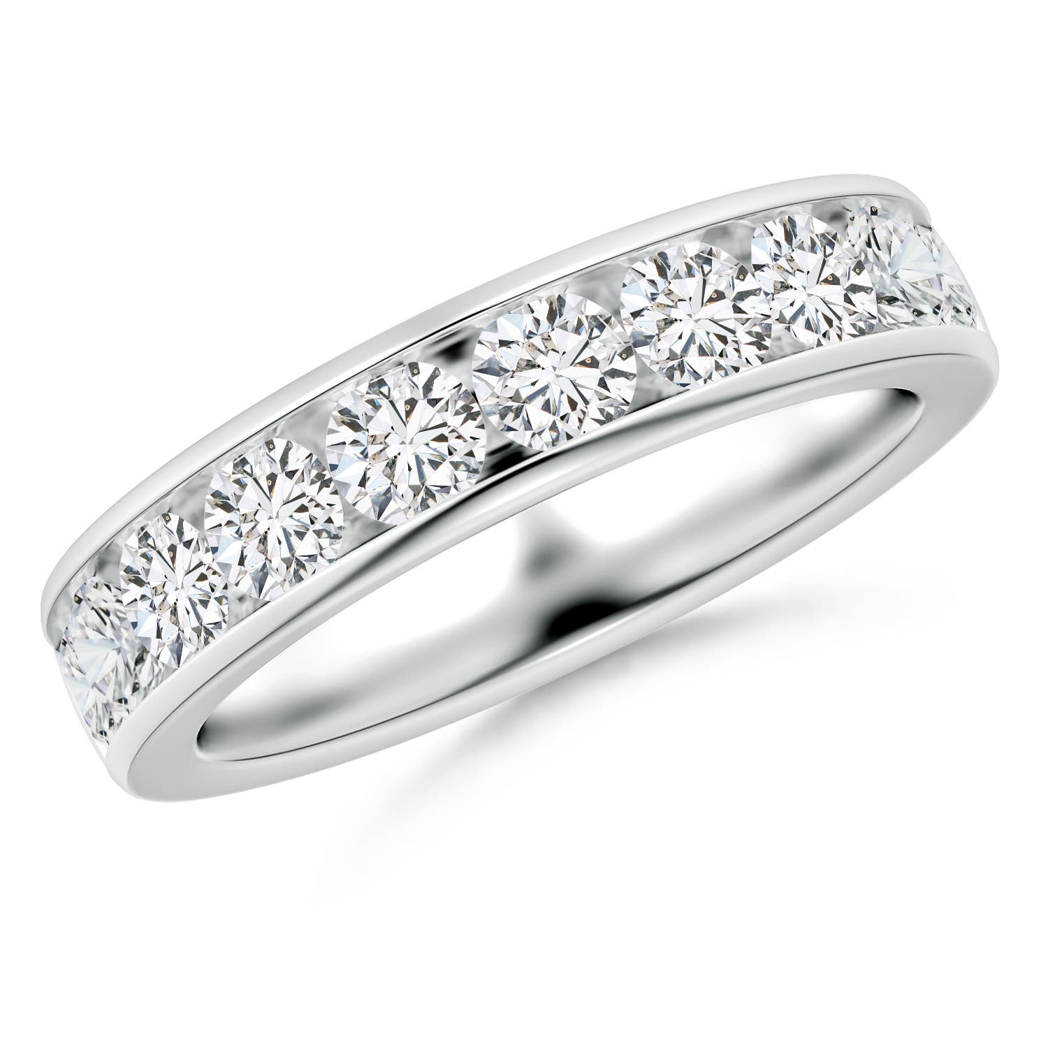 3.4mm HSI2 Channel-Set Half Eternity Diamond Wedding Ring for Women in White Gold